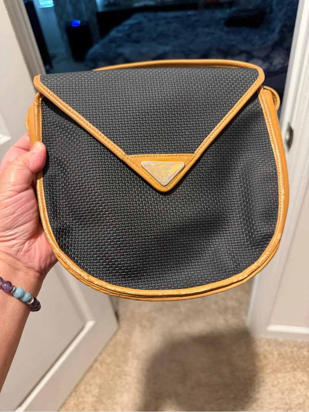 Yves Saint Laurent Black and Tan Crossbody Bag